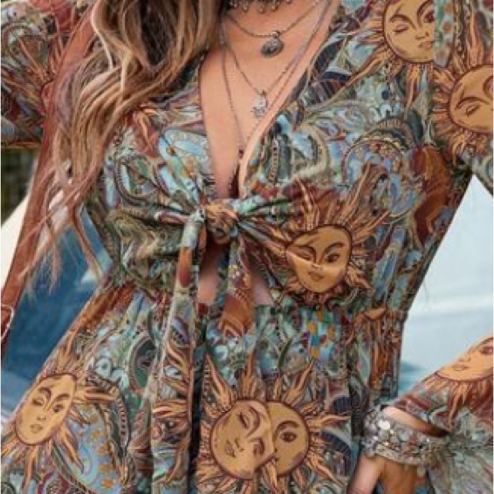 Bohemian Sun Print Dress - Picture 3 of 3